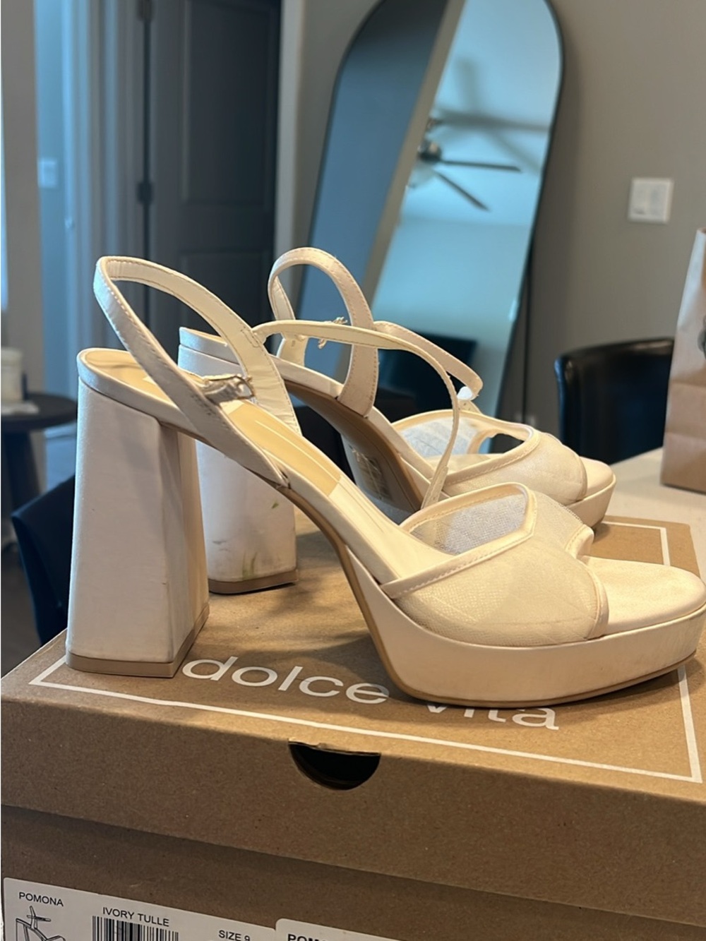 Dolce Vita Ivory Platform Slingback Heels